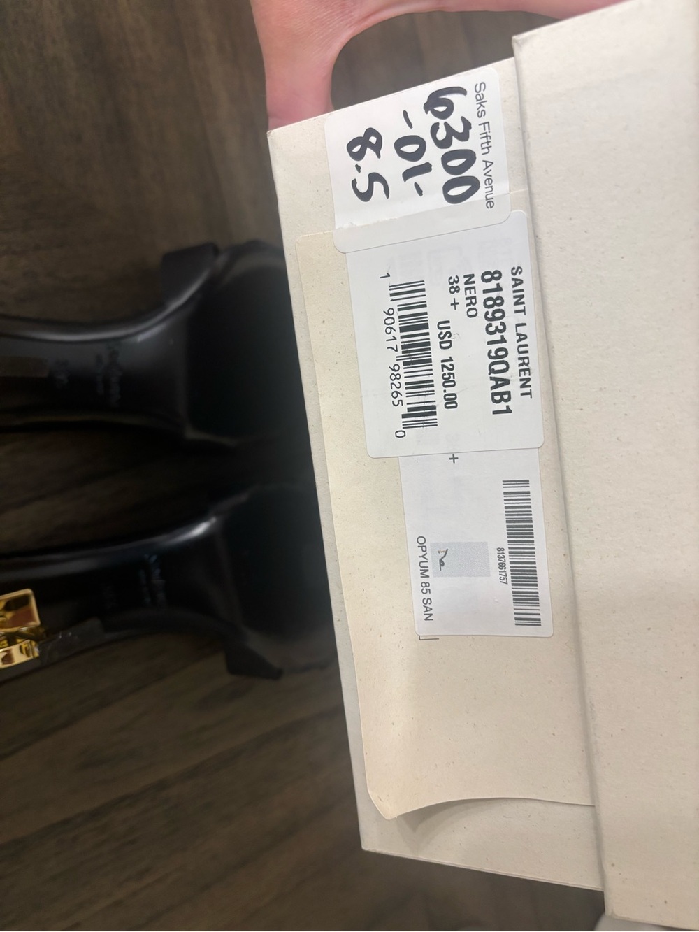 AUTHENTIC Saint Laurent Black Satin YSL-Logo Heeled Sandals - Picture 5 of 5